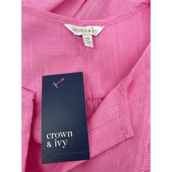 Crown & Ivy Pink Sky Scalloped Top Belk Fashion Woven Line XXL - Picture 9 of 15